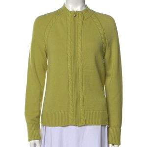 St. John Cardigan •   Green •   Braided Accents •   Cashmere Blend